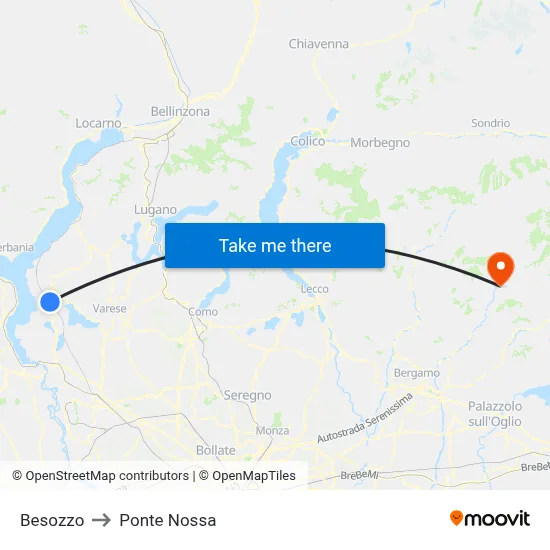 Besozzo to Ponte Nossa map