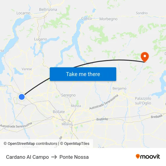 Cardano al Campo to Ponte Nossa map