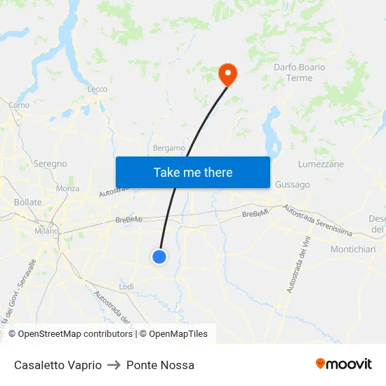 Casaletto Vaprio to Ponte Nossa map