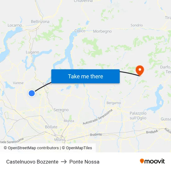 Castelnuovo Bozzente to Ponte Nossa map