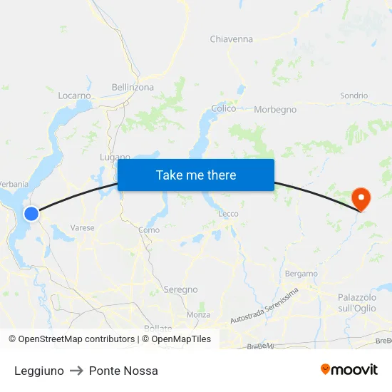 Leggiuno to Ponte Nossa map