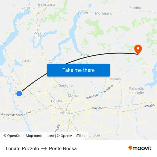 Lonate Pozzolo to Ponte Nossa map