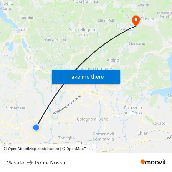 Masate to Ponte Nossa map