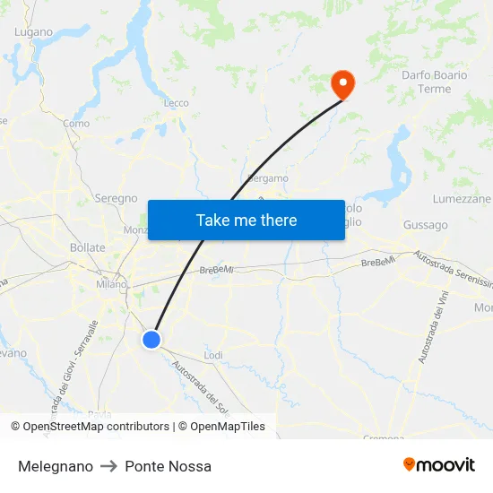 Melegnano to Ponte Nossa map