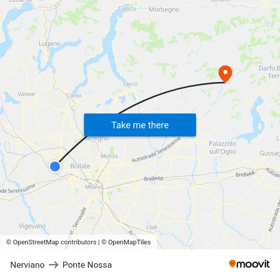 Nerviano to Ponte Nossa map