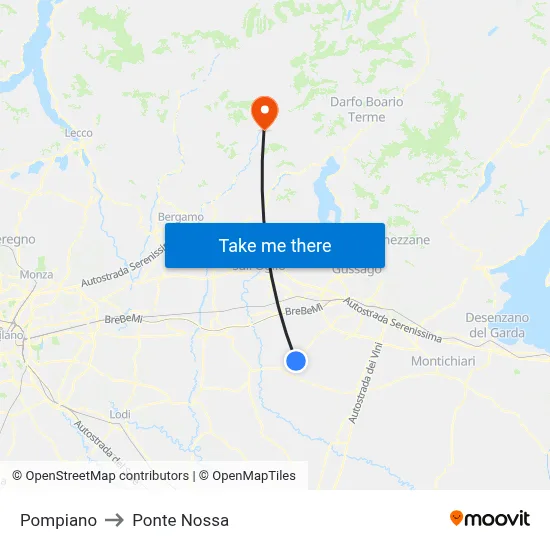 Pompiano to Ponte Nossa map