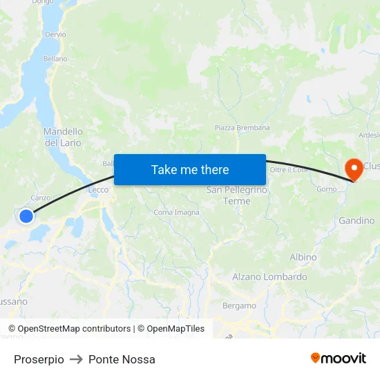 Proserpio to Ponte Nossa map