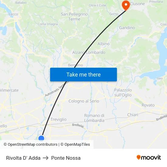 Rivolta D' Adda to Ponte Nossa map