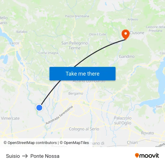 Suisio to Ponte Nossa map