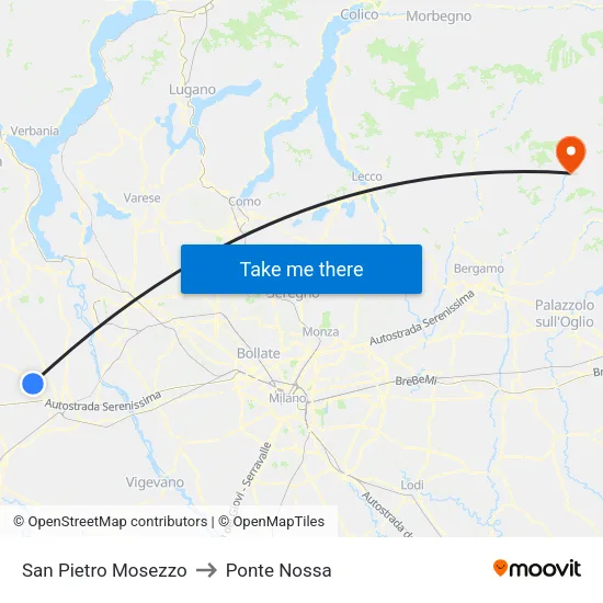 San Pietro Mosezzo to Ponte Nossa map