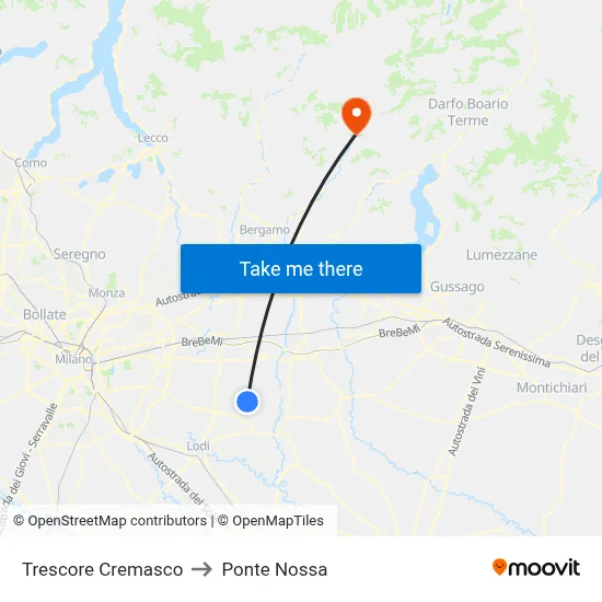 Trescore Cremasco to Ponte Nossa map