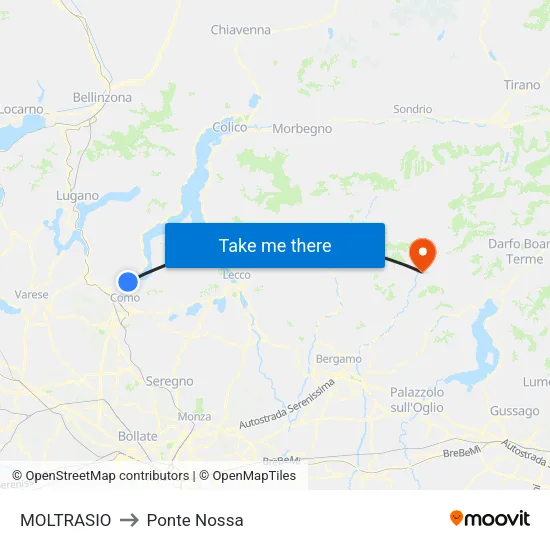 Moltrasio to Ponte Nossa map