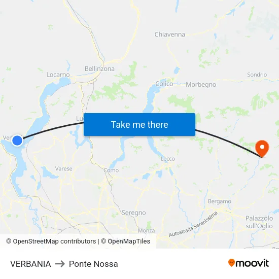 Verbania to Ponte Nossa map