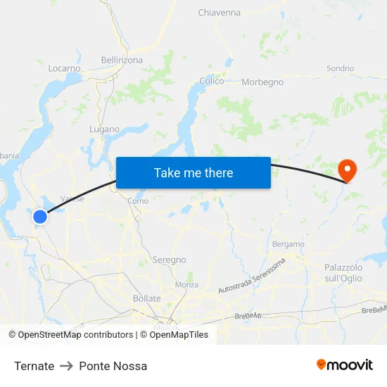 Ternate to Ponte Nossa map