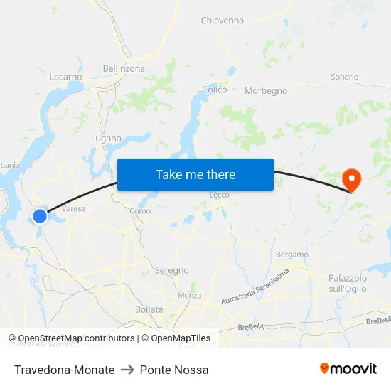 Travedona-Monate to Ponte Nossa map
