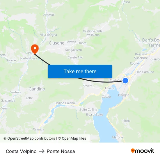 Costa Volpino to Ponte Nossa map