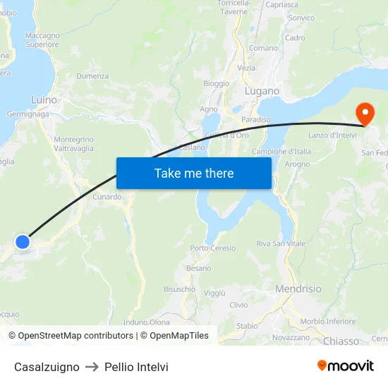 Casalzuigno to Pellio Intelvi map