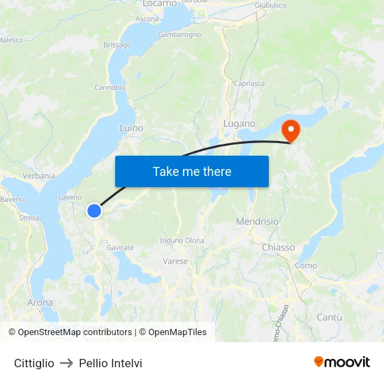 Cittiglio to Pellio Intelvi map