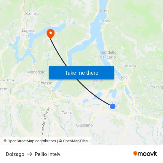 Dolzago to Pellio Intelvi map