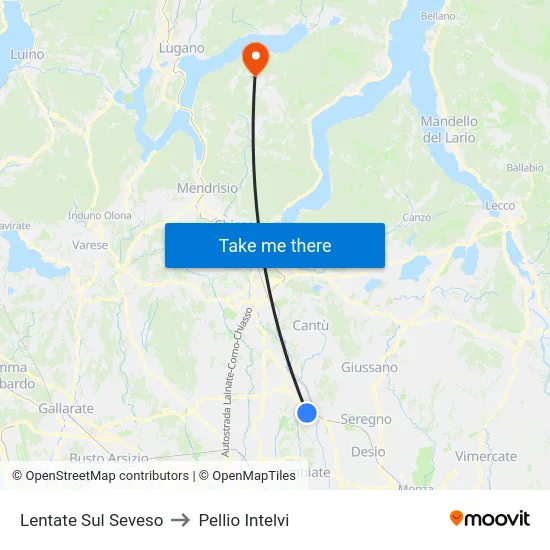 Lentate Sul Seveso to Pellio Intelvi map