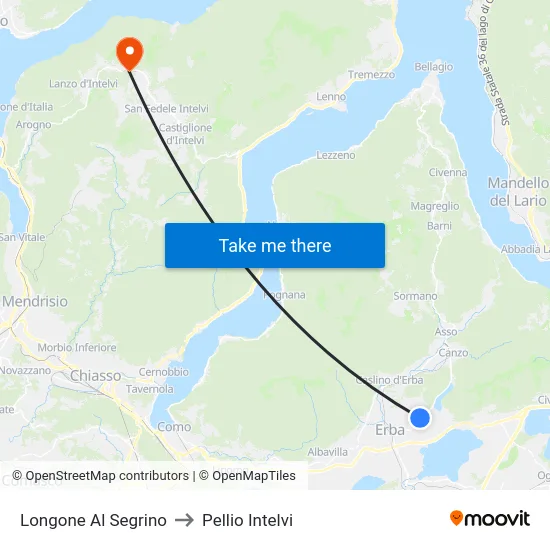 Longone Al Segrino to Pellio Intelvi map