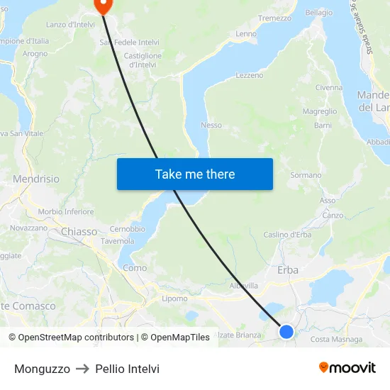 Monguzzo to Pellio Intelvi map