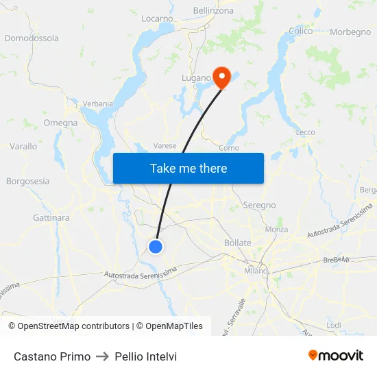 Castano Primo to Pellio Intelvi map