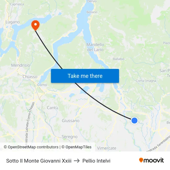 Sotto Il Monte Giovanni Xxiii to Pellio Intelvi map