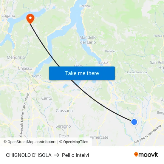 CHIGNOLO D' ISOLA to Pellio Intelvi map