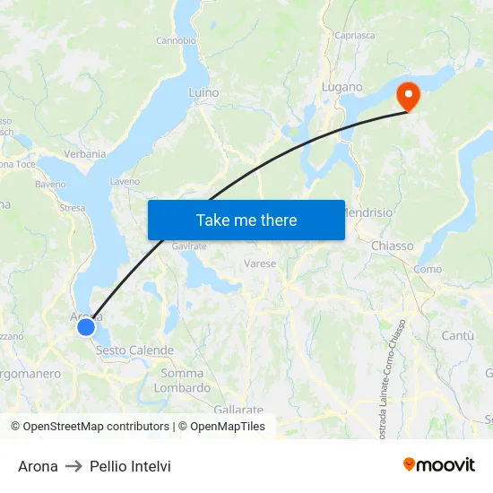 Arona to Pellio Intelvi map