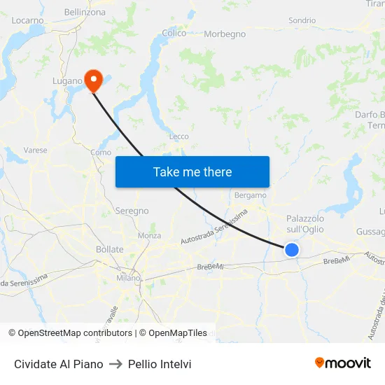 Cividate Al Piano to Pellio Intelvi map