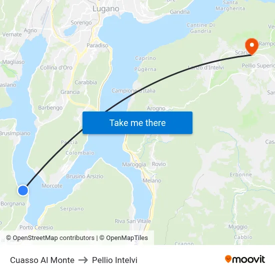 Cuasso Al Monte to Pellio Intelvi map