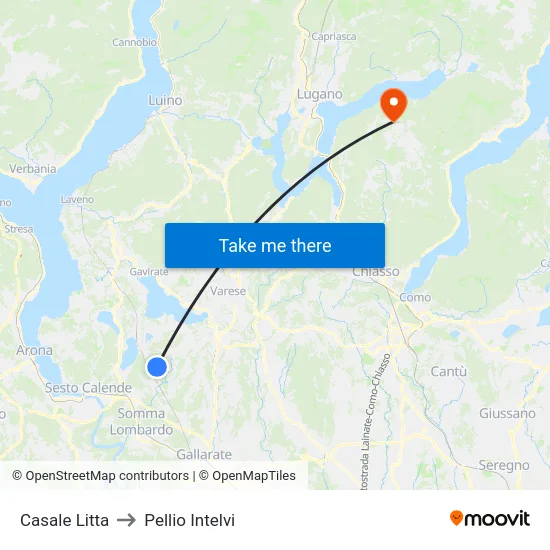 Casale Litta to Pellio Intelvi map