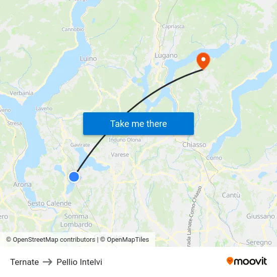 Ternate to Pellio Intelvi map