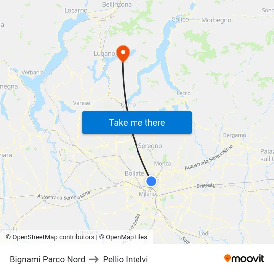 Bignami Parco Nord to Pellio Intelvi map