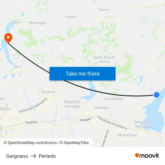 Gargnano to Perledo map