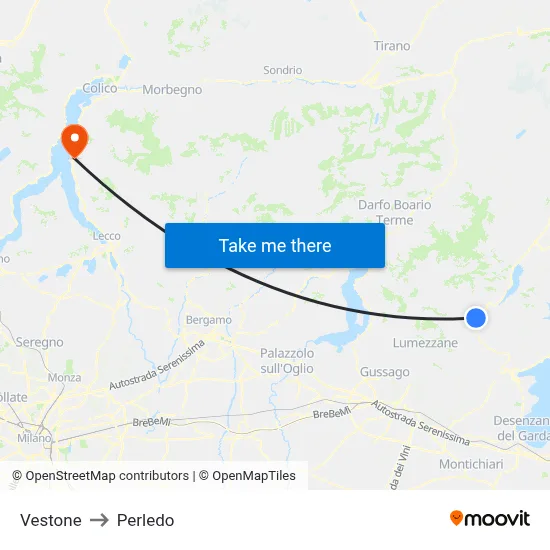 Vestone to Perledo map