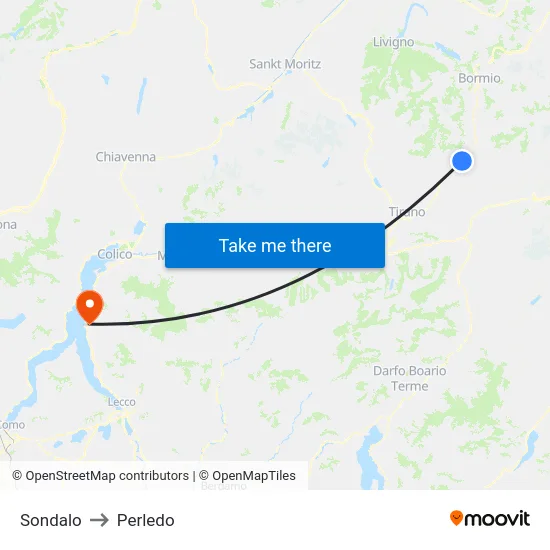 Sondalo to Perledo map
