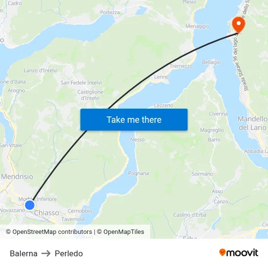Balerna to Perledo map