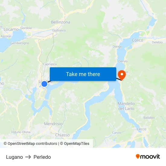 Lugano to Perledo map