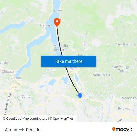 Airuno to Perledo map