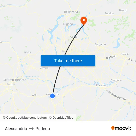 Alessandria to Perledo map