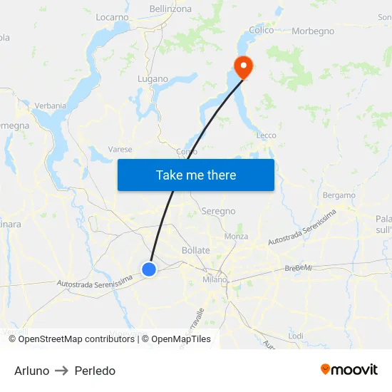 Arluno to Perledo map