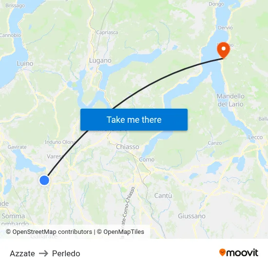 Azzate to Perledo map