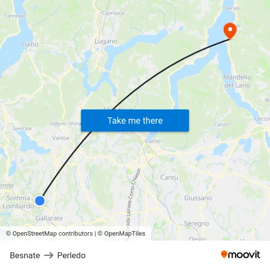 Besnate to Perledo map