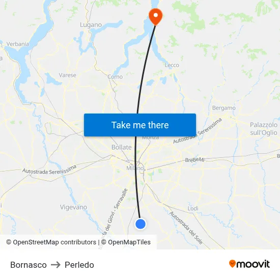 Bornasco to Perledo map
