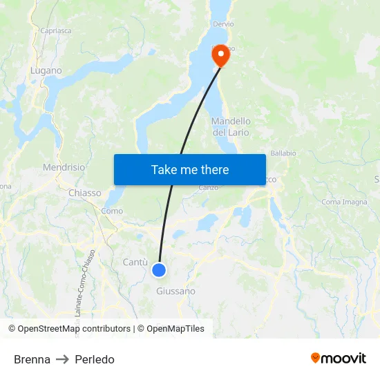 Brenna to Perledo map