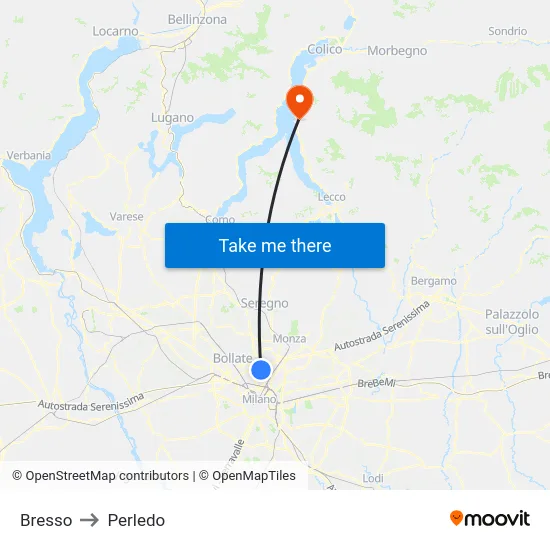 Bresso to Perledo map