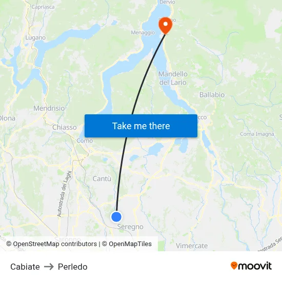 Cabiate to Perledo map