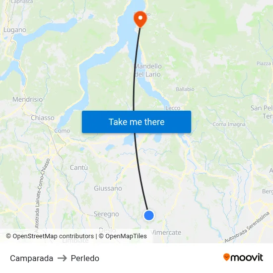 Camparada to Perledo map